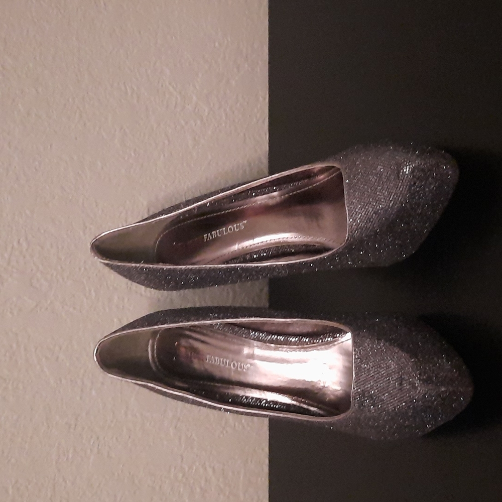 Silver glitter heels by just fabulous size 9